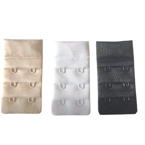 3 lü Sütyen Uzatma Agrafı | 3×2 Kancalı | 32mm | Siyah – Beyaz – Ten Rengi
