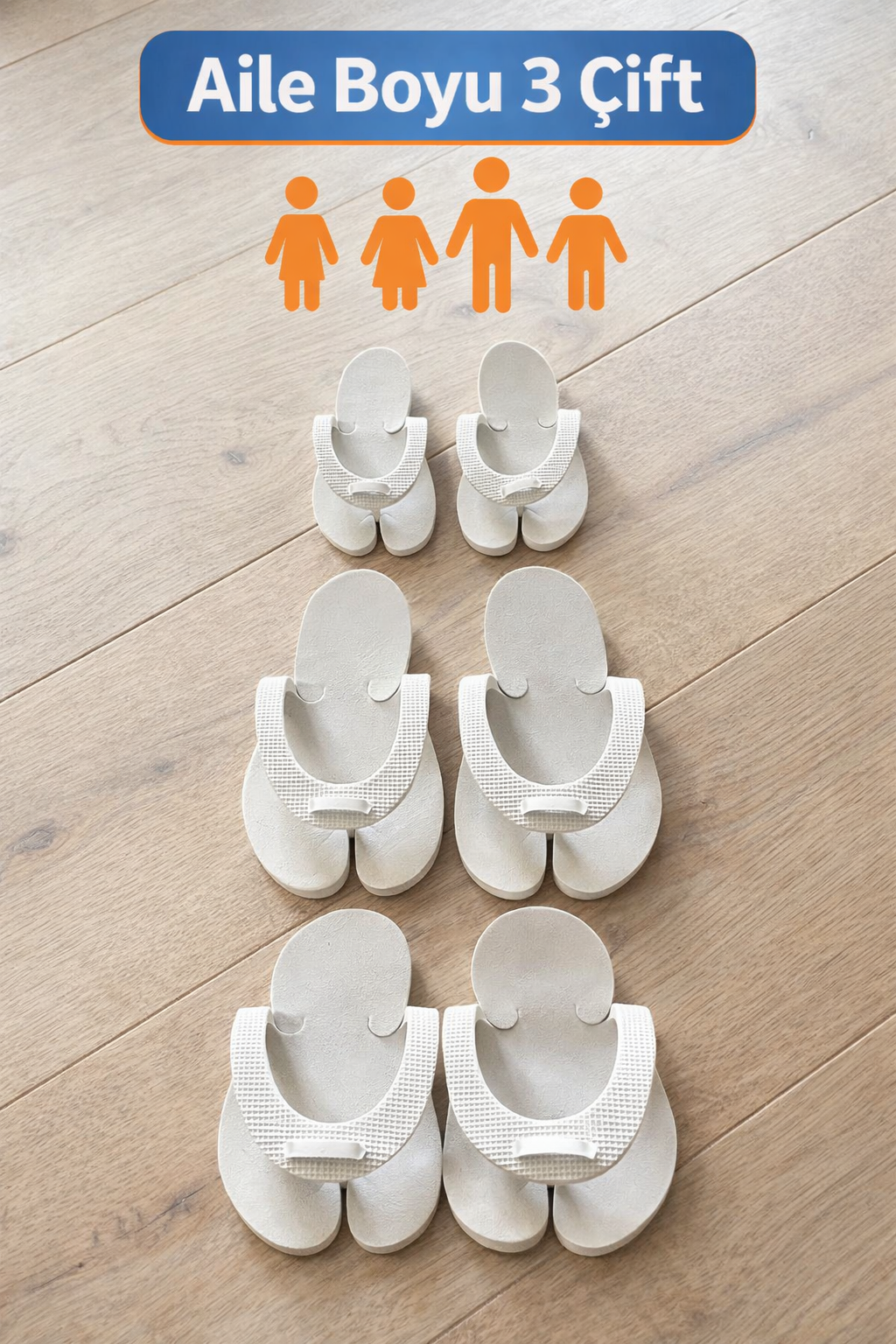 Aile Boyu 3 Çift EVA Terlik | Otel Spa Hastane Misafir Kullanımı